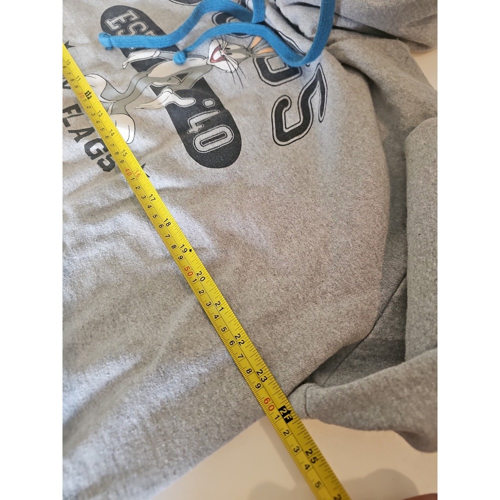 Looney Tunes Bugs‎ Bunny Six Flags Hoodie Womens 2XL Gray Graphic Pullover - Picture 3 of 5